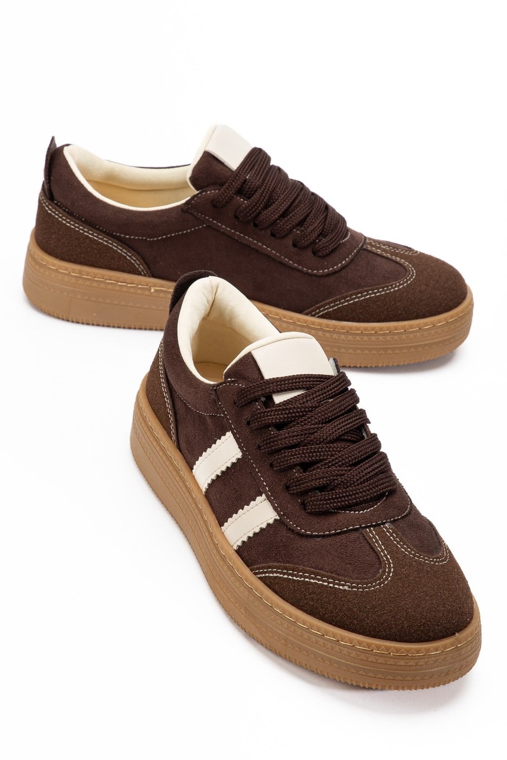 Vera Kahverengi Süet Kadın Kalın Taban Sneaker