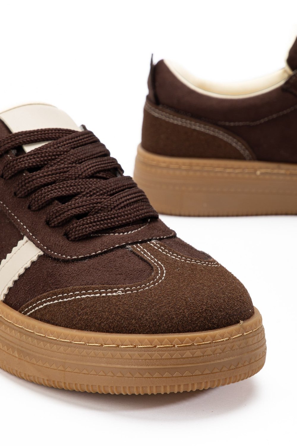 Vera Kahverengi Süet Kadın Kalın Taban Sneaker