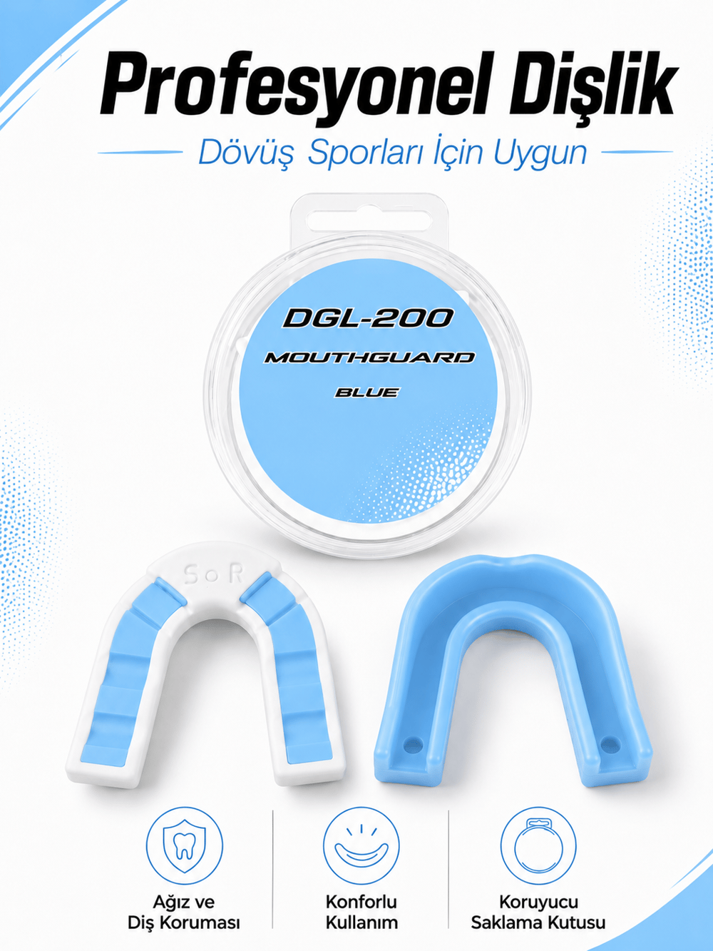 Voltrike AVS Beyaz-Mavi Profesyonel Dişlik