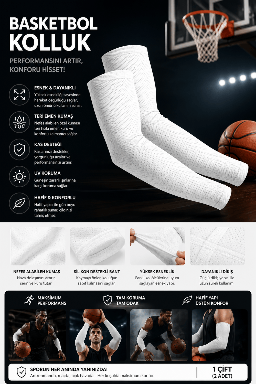 Voltrike Beyaz Basketbol Kolluğu Örme