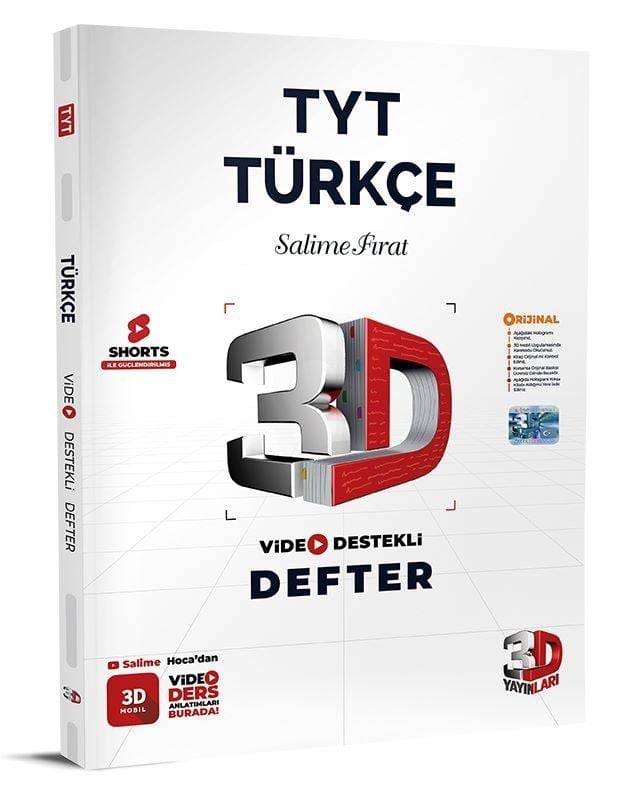  3D Yayınları TYT Türkçe Video Destekli Defter