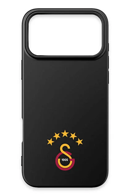 Galatasaray 5 Yıldız Arma Siyah Silikon iPhone 17 Pro Telefon Kılıfı
