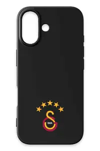 Galatasaray 5 Yıldız Arma Siyah Silikon iPhone 17 Telefon Kılıfı