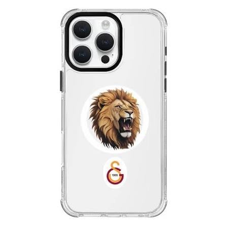 Galatasaray Aslan Kükre Arma MagSafe Şeffaf iPhone 16 Pro Telefon Kılıfı