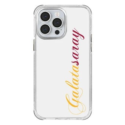 Galatasaray El Yazı Sarı Kırmızı Şeffaf iPhone 14 Pro Max Telefon Kılıfı
