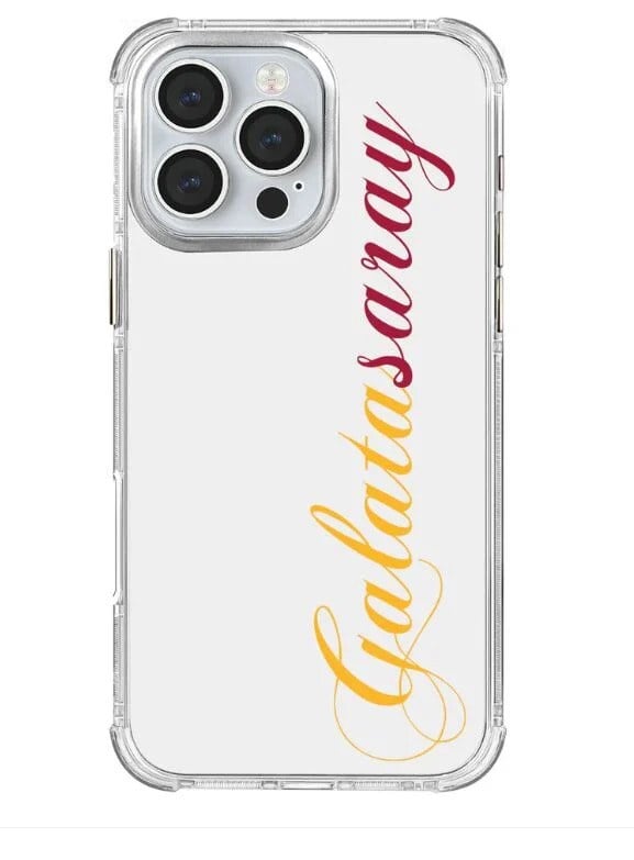 Galatasaray El Yazı Sarı Kırmızı Şeffaf iPhone 15 Pro Telefon Kılıfı