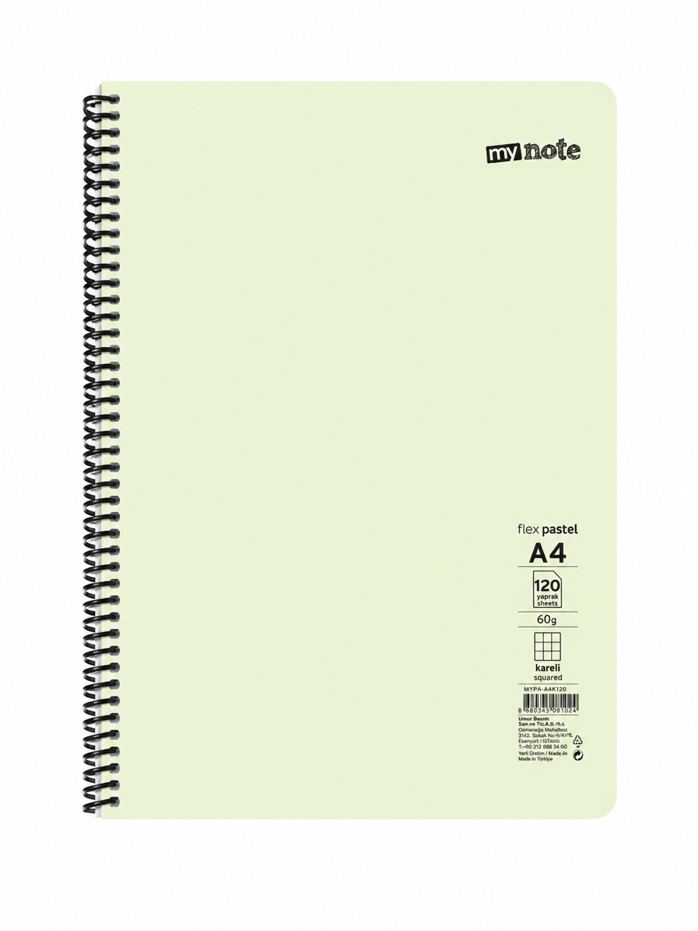 Mynote FLEX Spiralli A4 120 Yaprak Kareli Defter