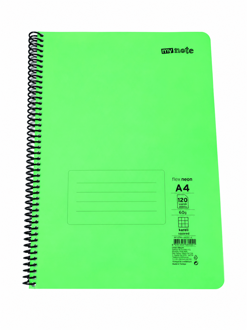 Mynote FLEX Spiralli A4 120 Yaprak Kareli Defter