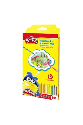 Play-Doh Woodfree Jumbo Üçgen Kuru Boya 12'li