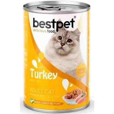 Bestpet Yetişkin Kediler İçin, Taze Hindi Parça Etli Ve Soslu Yaş Mama 400 gr
