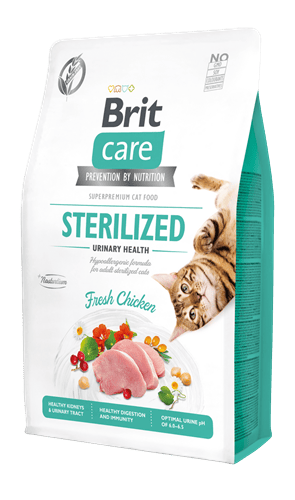 Brit Care İdrar Yolu Problemi Olan Kısırlaştırılmış Kediler İçin, Tahılsız, Hipoalerjenik, Taze Tavuk Etli Kuru Mama 2 kg