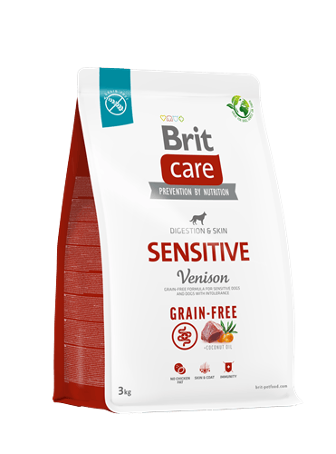 Brit Care Sindirim Sistemi, Gıda İntoleransı Ve Deri Hassasiyetine Sahip Köpekler İçin, Tahılsız, Geyik Etli Kuru Mama 3 kg