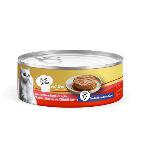 Chefs Choice Vet Line Kısırlaştırılmış Kediler için Somon Balıklı & Ciğerli Ezme Yaş Mama 80 gr