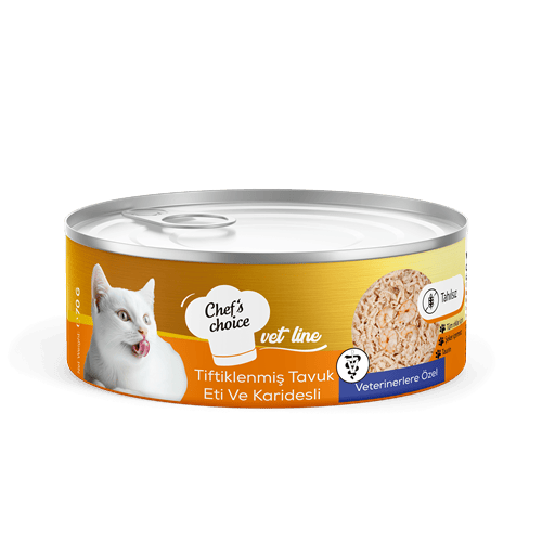 Chefs Choice Vet Line Tiftiklenmiş Tavuk Etli & Karidesli Yaş Kedi Maması 70 gr