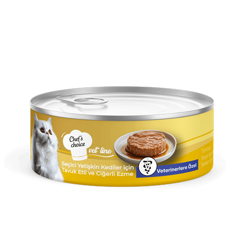 Chefs Choice Vet Line Yetişkin Kediler için Tavuk Etli & Ciğerli Ezme Yaş Mama 80 gr