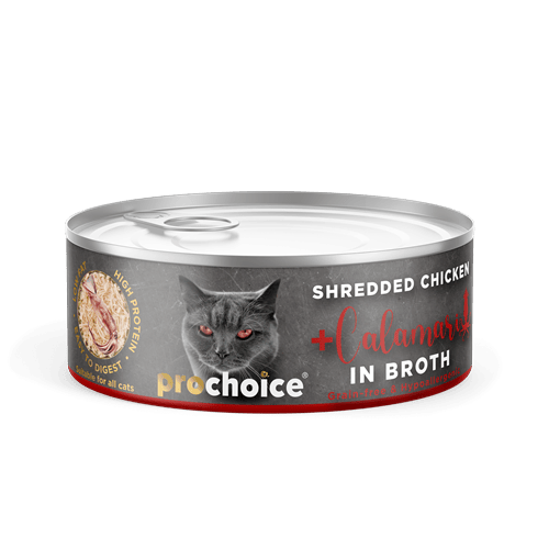 Prochoice Shredded, Tahılsız, Hipoalerjenik, Tiftiklenmiş Tavuk Etli Ve Kalamarlı Yaş Kedi Maması 70 gr