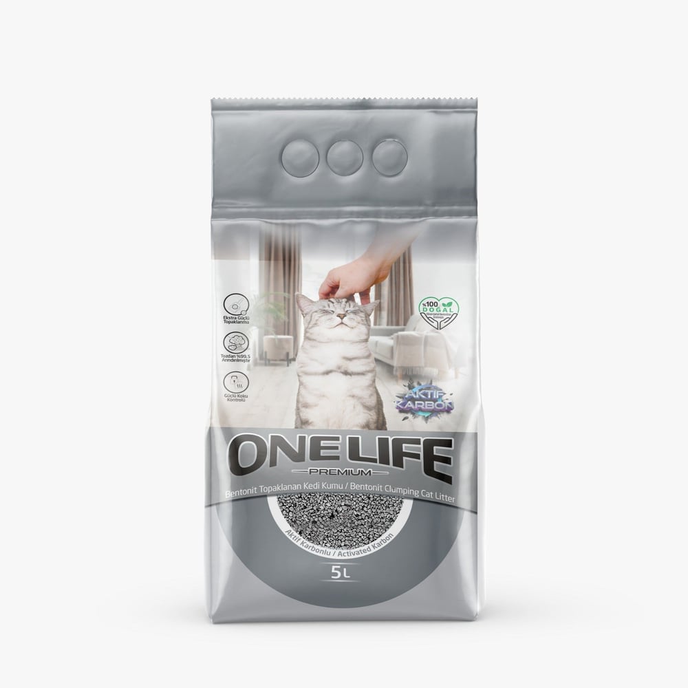 On.Bentonit Topaklanan Kedi Kumu(Aktif Karbon)5 L