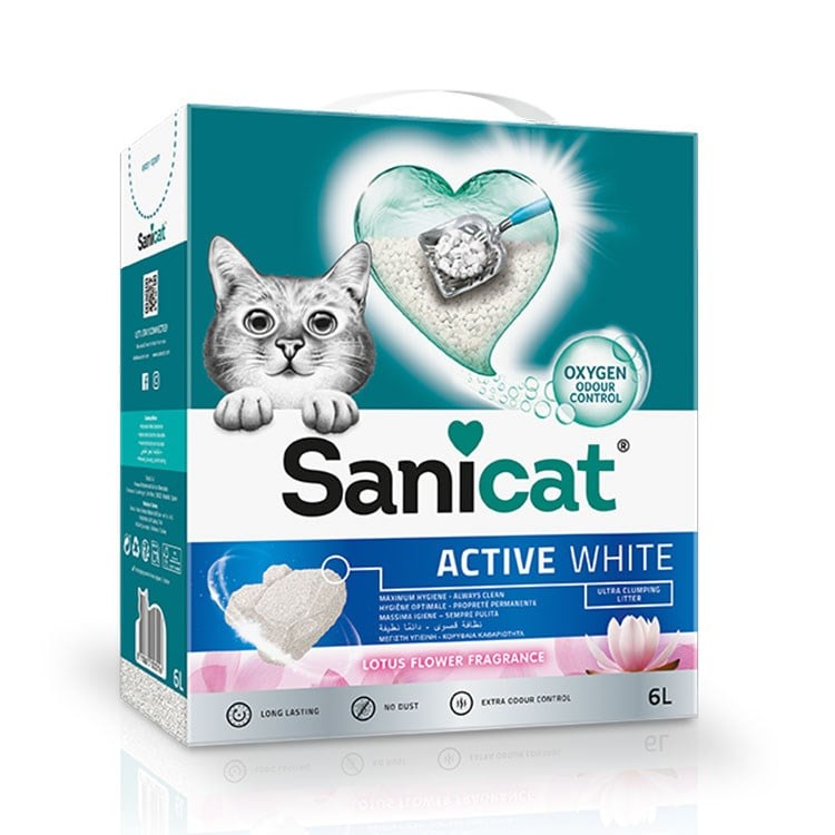 Sanicat Active White Lotus Çiçeği Topaklanan Kedi Kumu 6l