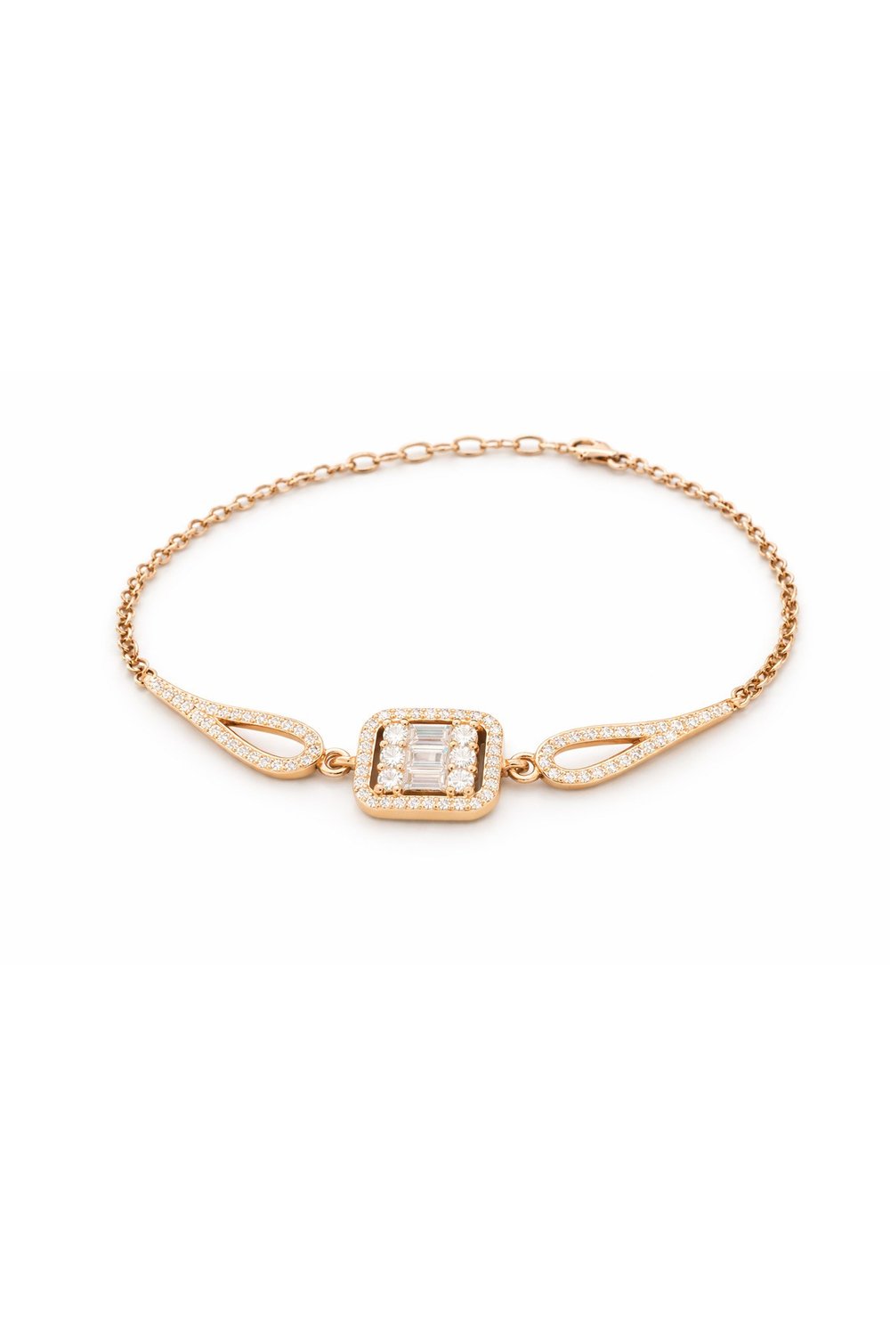 925 ayar zirkontaşlı rose gold gümüş bileklik