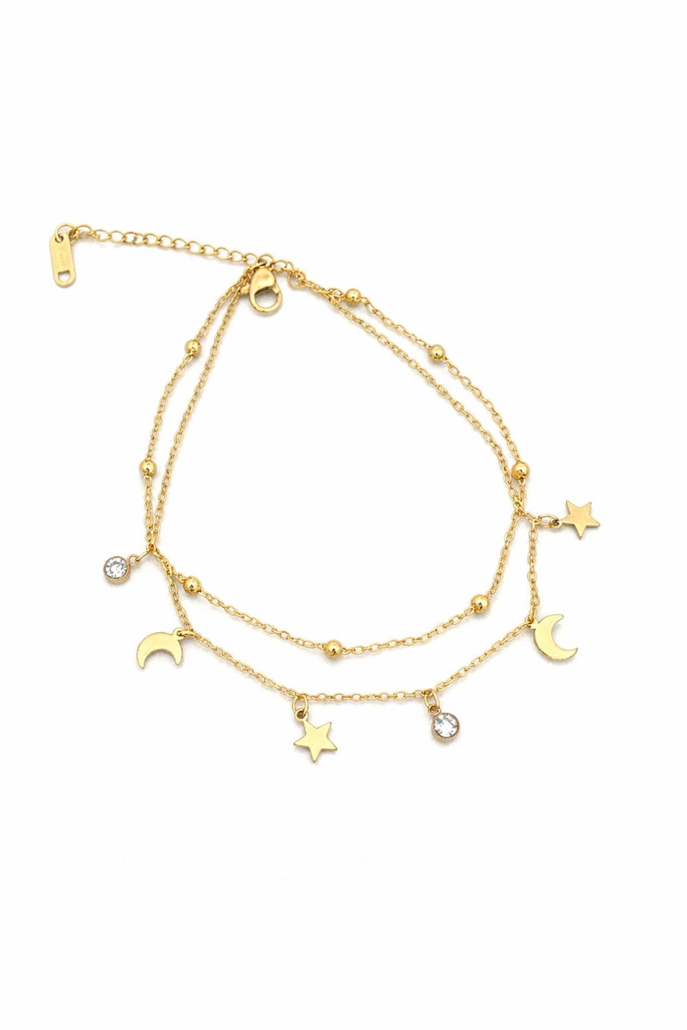 luxury steel gold renk dorika zincir zirkon taşlı ay yıldız çelik Halhal