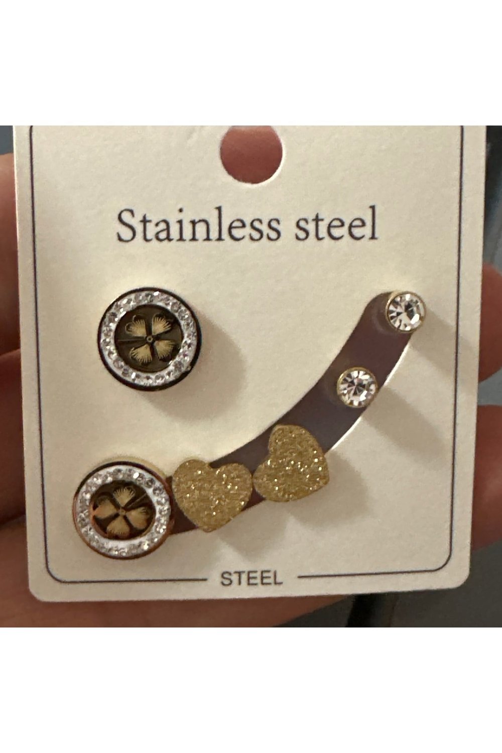 luxury steel Gold renk farklı model 3 çift küpe