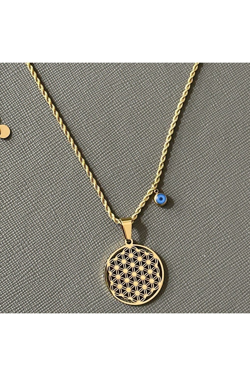 luxury steel gold renk şans çiçeği çelik kolye