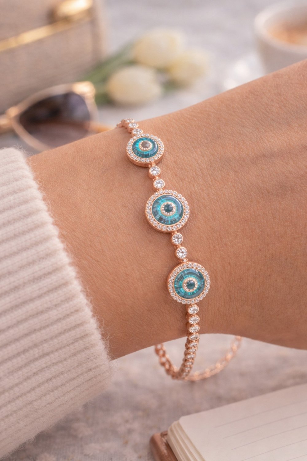 luxury style 5 li 925 ayar gümüş bileklik (altın kaplama- rose renk)