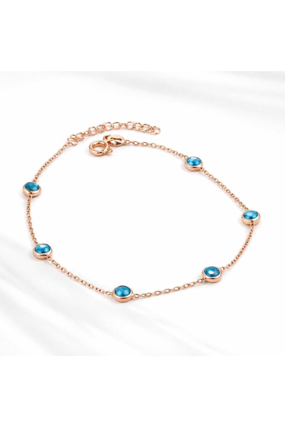 luxury style 6 lı mavi 925 ayar roze gold gümüş bileklik