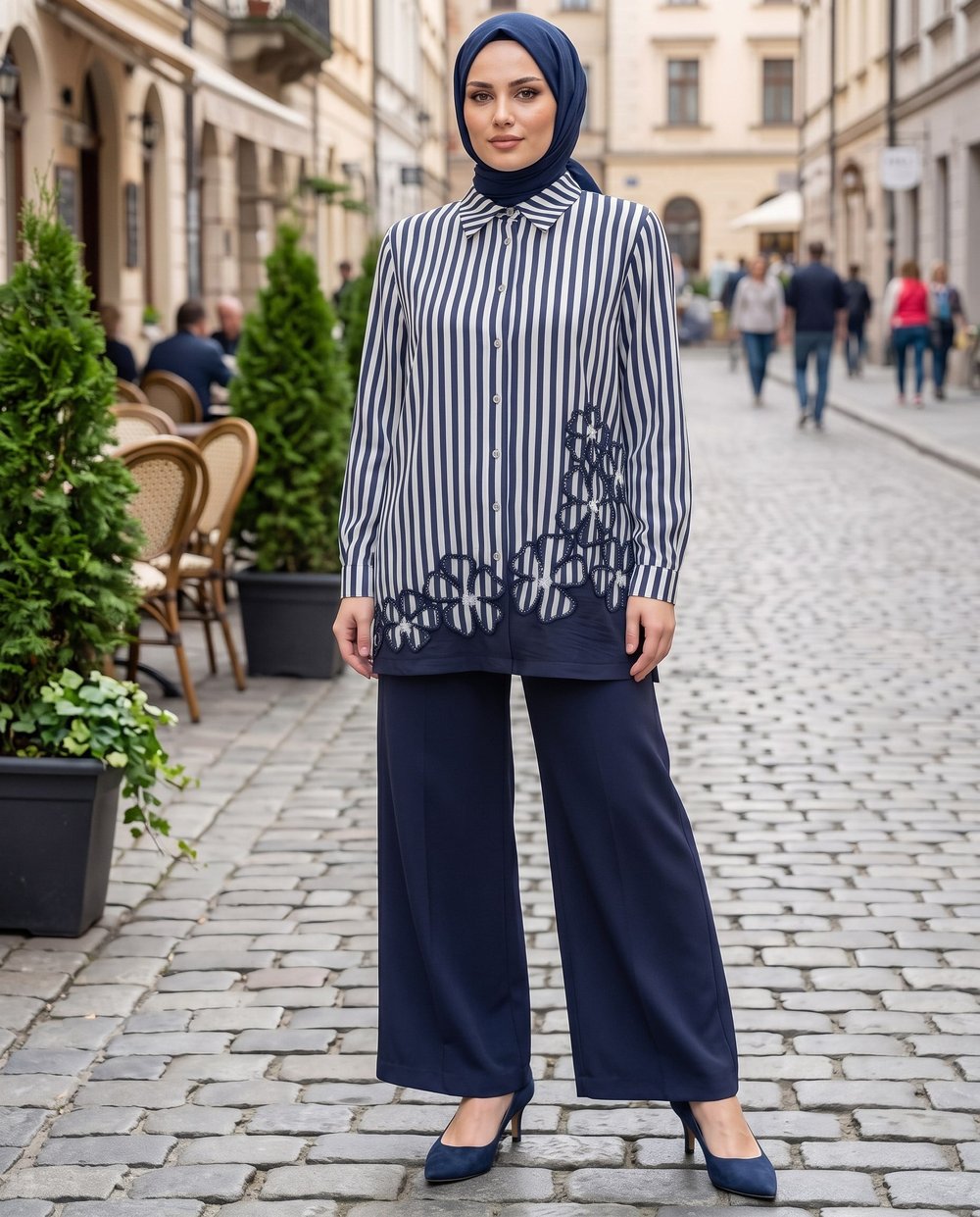 Nakışlı Bluz ve Pantolon Takım 3196