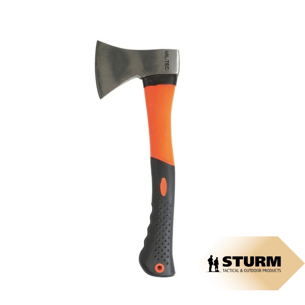  Acil Durum ve Kamp Baltası – 36.5 cm Karbon Çelik, Kaymaz Fiberglas Turuncu Saplı