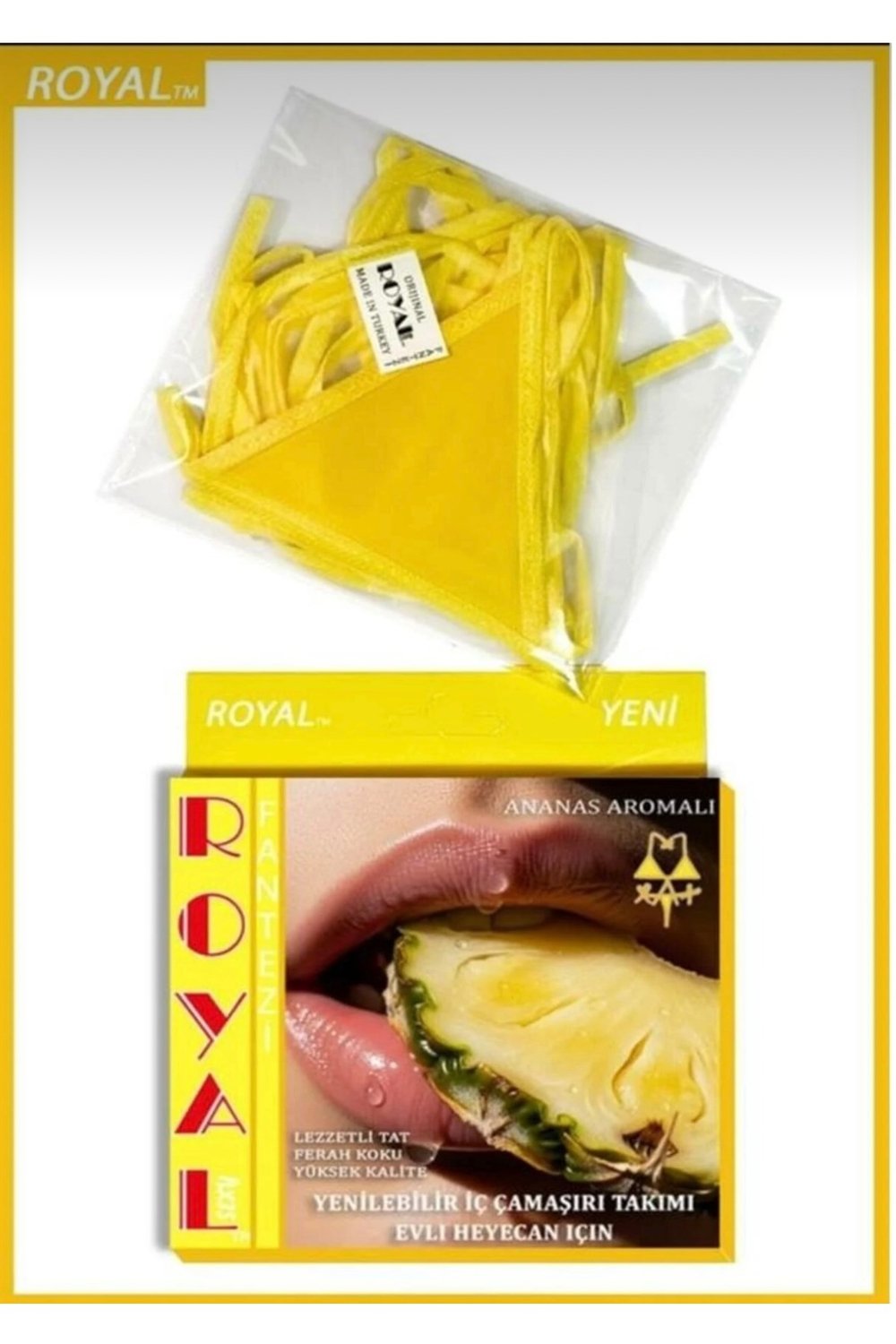 Fantezi Tüketilebilen Yenilebilen Ananas Aromalı İç Çamaşırı Takımı