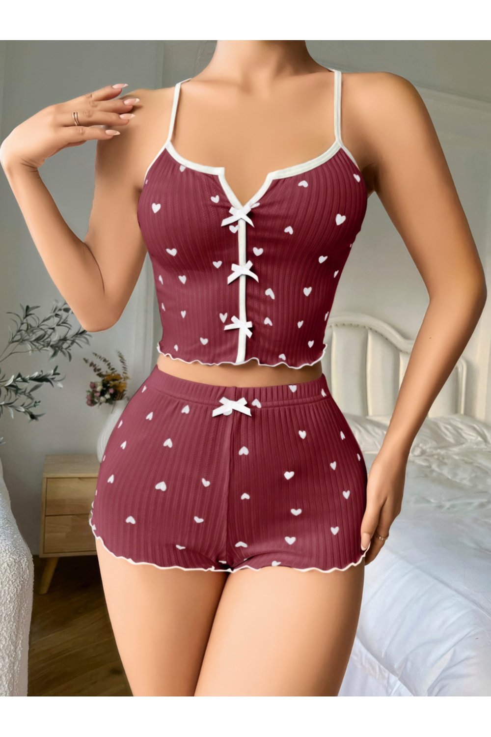 Kadın Desenli Pamuk Pijama Takımı