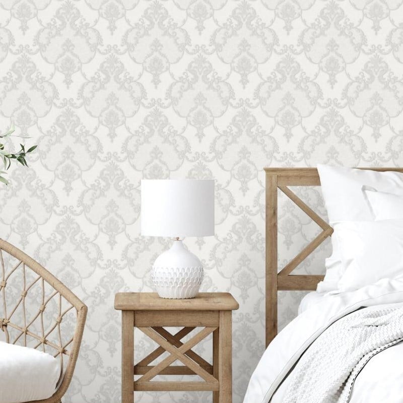 Adawall Dante 1403-2 Gri Gümüş Zarif Damask Duvar Kağıdı