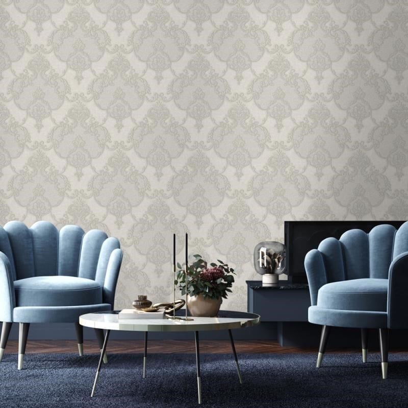 Adawall Dante 1403-4 Gri Yeşil Zarif Damask Duvar Kağıdı