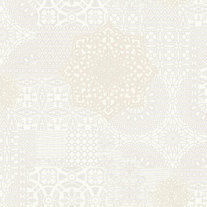 Adawall Dante 1409-1 Beyaz Geometrik Patchwork Desenli Duvar Kağıdı