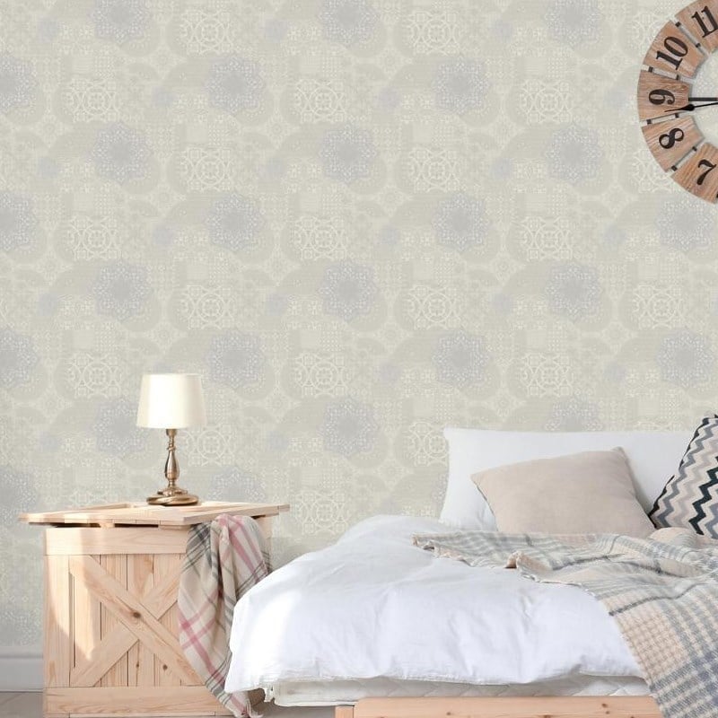 Adawall Dante 1409-2 Gri Gümüş Geometrik Patchwork Duvar Kağıdı