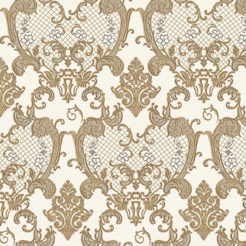 Adawall Dante 1411-5 Kırık Beyaz Gold Fileli Damask Duvar Kağıdı