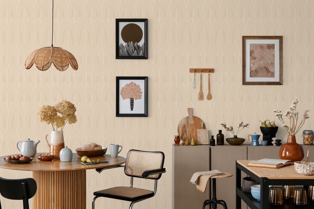 Adawall Icon 24102-5 Şampanya Tonlu Kabartmalı Duvar Kağıdı