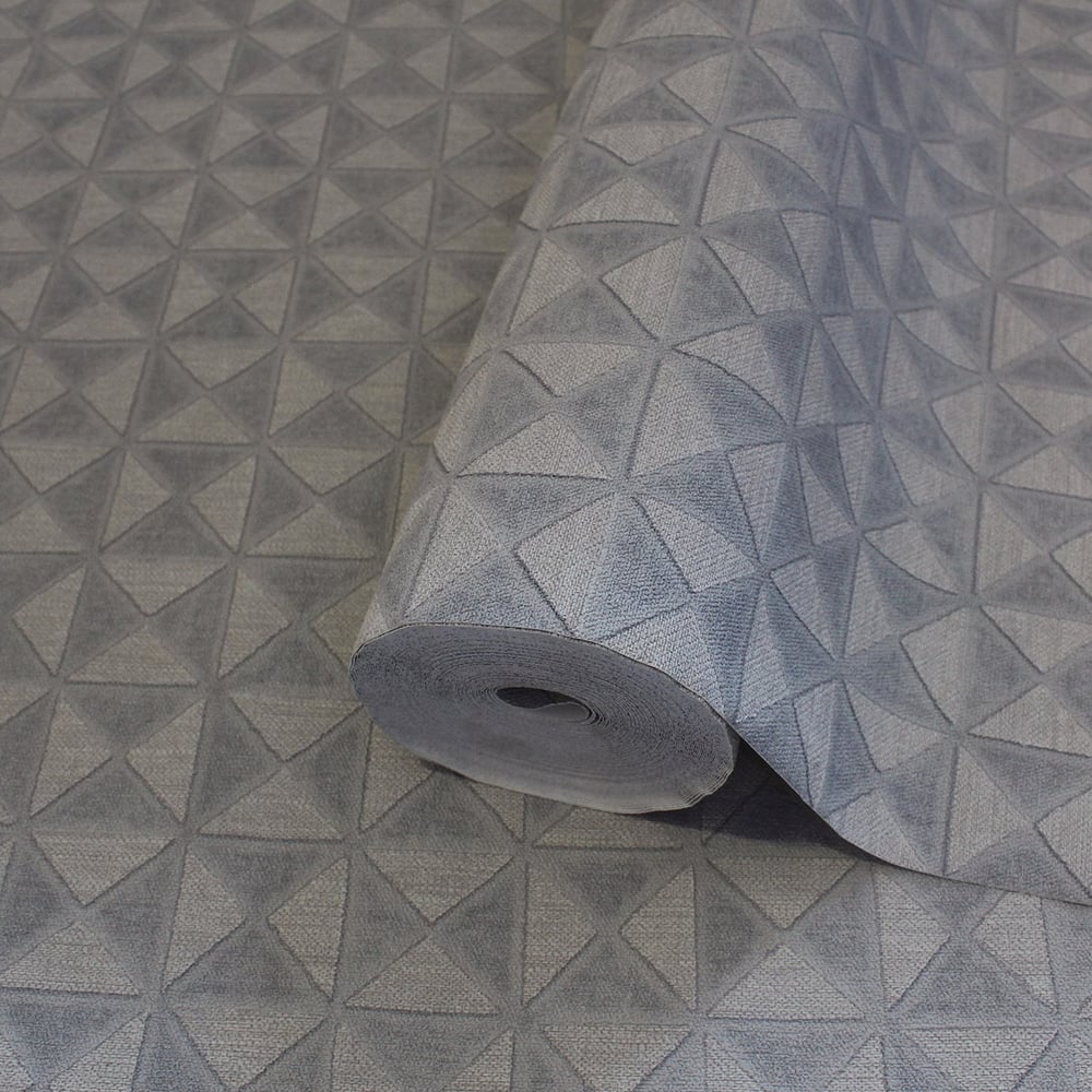 Adawall Icon 24105-3 Gri Kabartmalı Geometrik Duvar Kağıdı