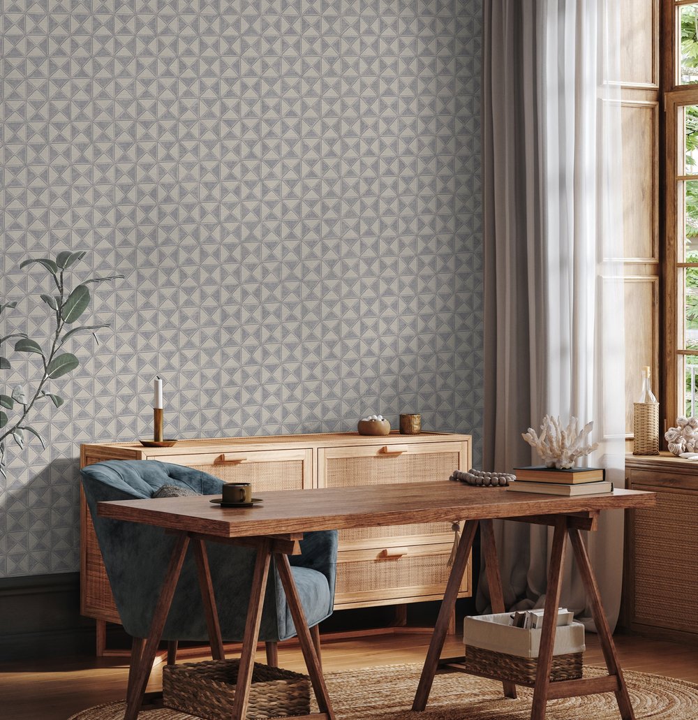 Adawall Icon 24105-3 Gri Kabartmalı Geometrik Duvar Kağıdı