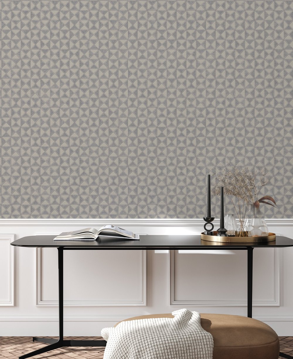 Adawall Icon 24105-3 Gri Kabartmalı Geometrik Duvar Kağıdı