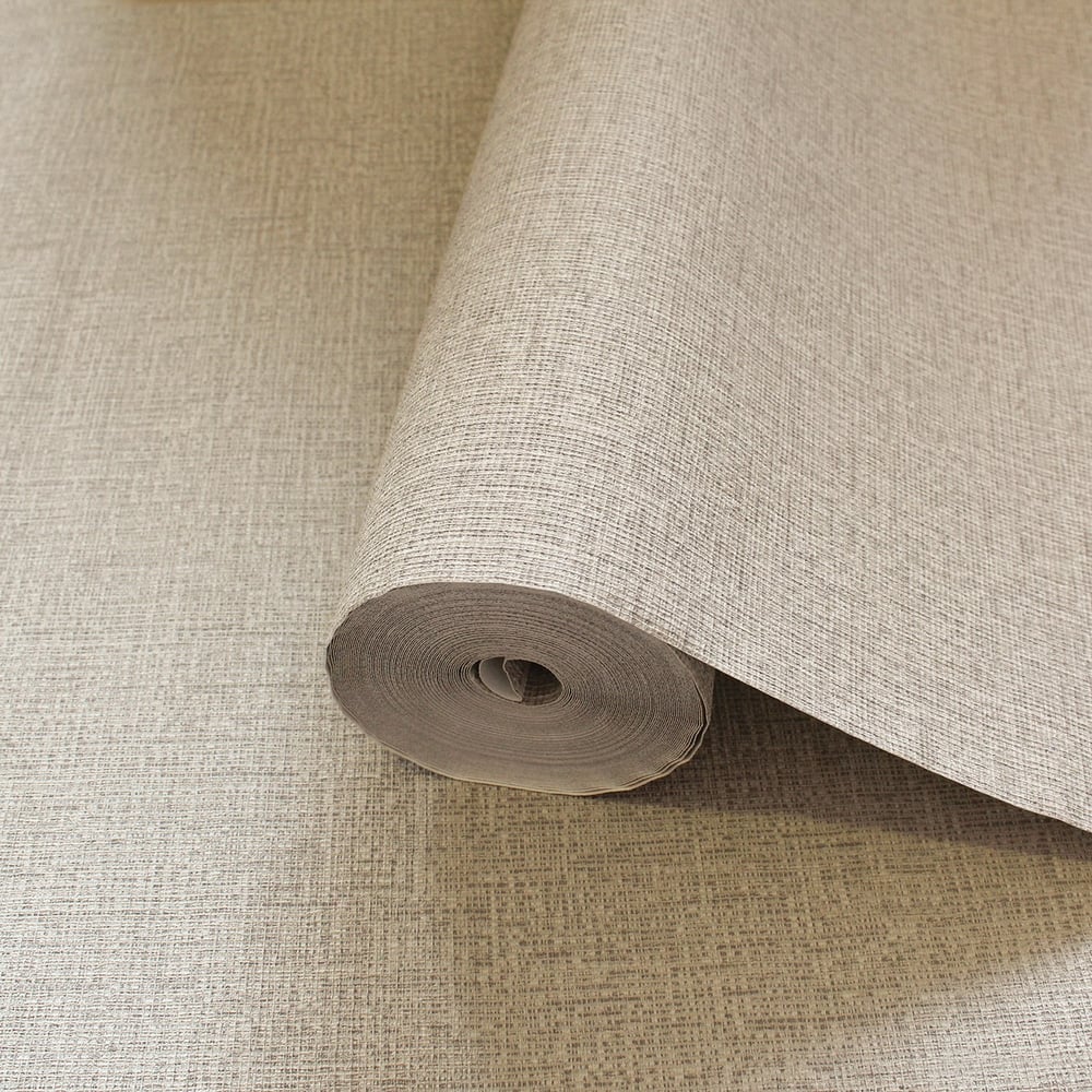 Adawall Icon 24110-2 Bej Keten Dokulu Sade Modern Duvar Kağıdı