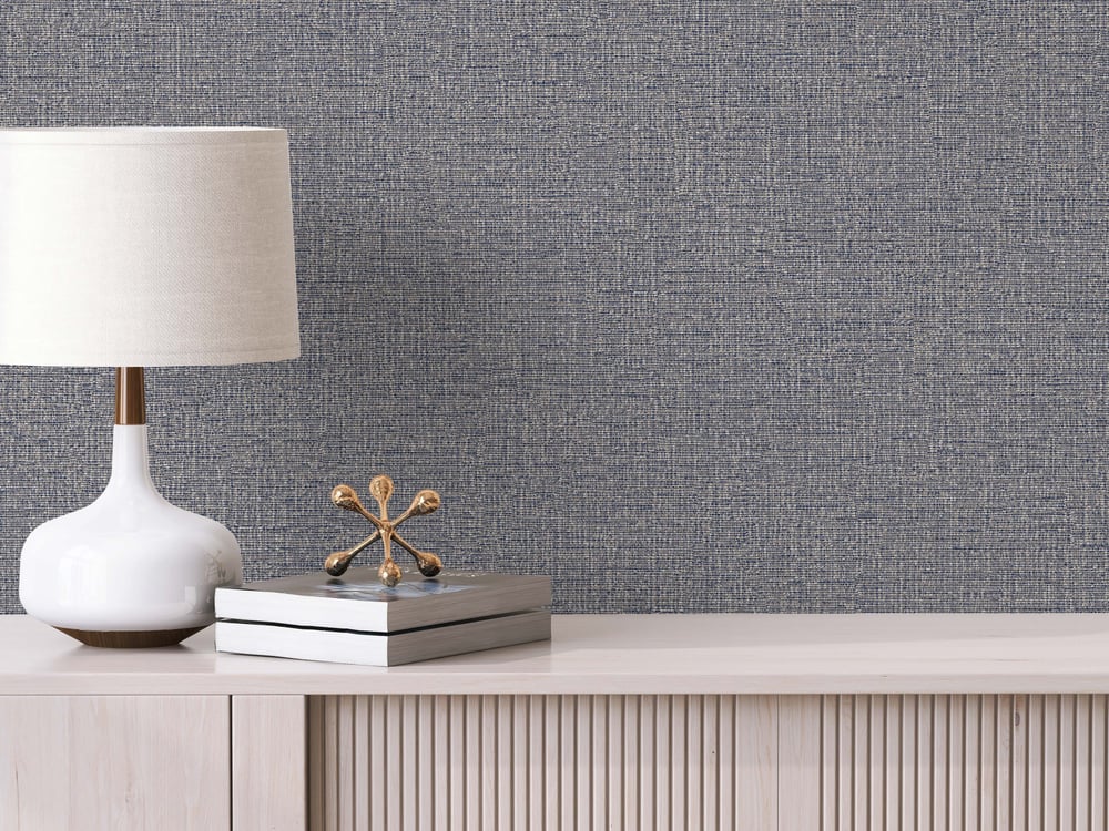 Adawall Icon 24110-4 Mavi Gri Keten Dokulu Modern Duvar Kağıdı