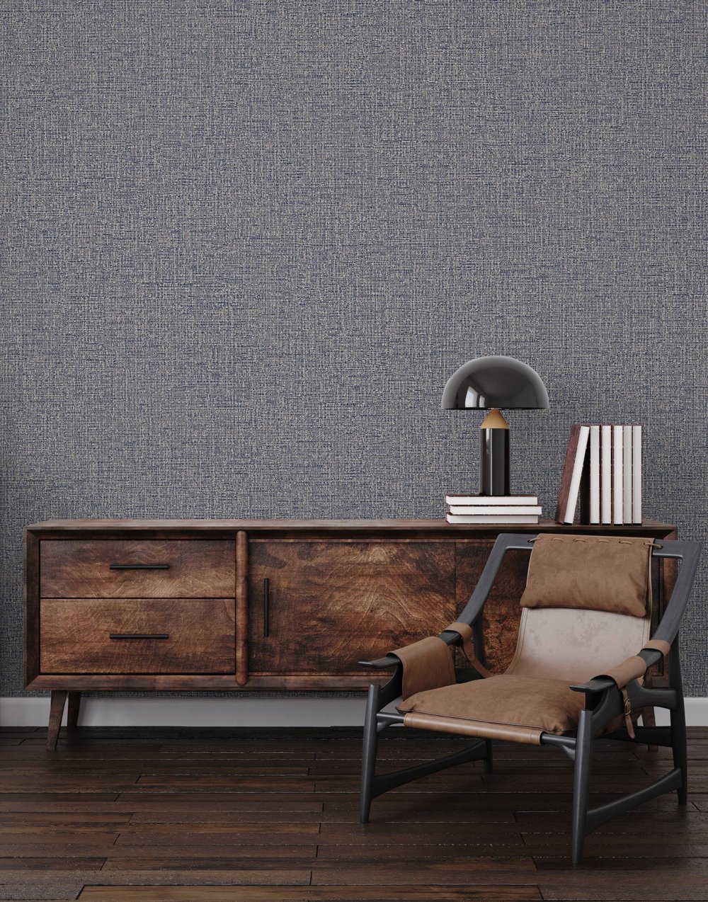 Adawall Icon 24110-4 Mavi Gri Keten Dokulu Modern Duvar Kağıdı