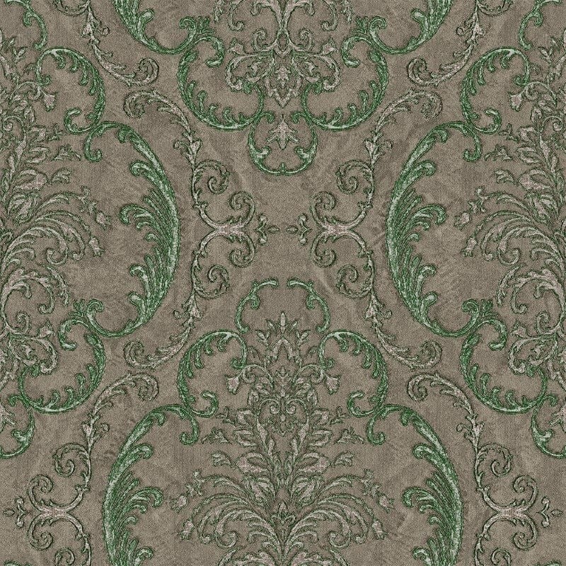 AdaWall Seyyah 1312-4 Klasik Damask Desenli Yeşil Duvar Kağıdı