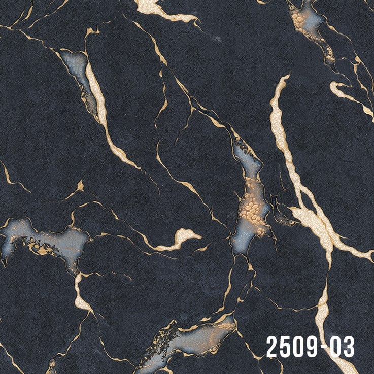 Decowall Odessa Siyah Mermer Desenli Duvar Kağıdı 2509-03 16M²