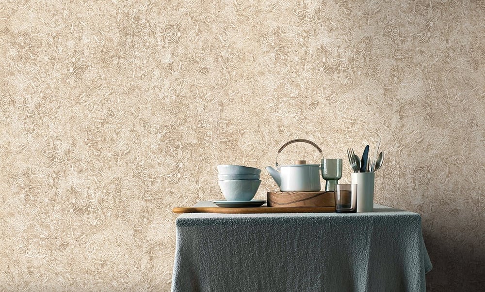 Decowall Orlando 1505-03 Duvar Kağıdı Krem Eskitme Desenli Simli
