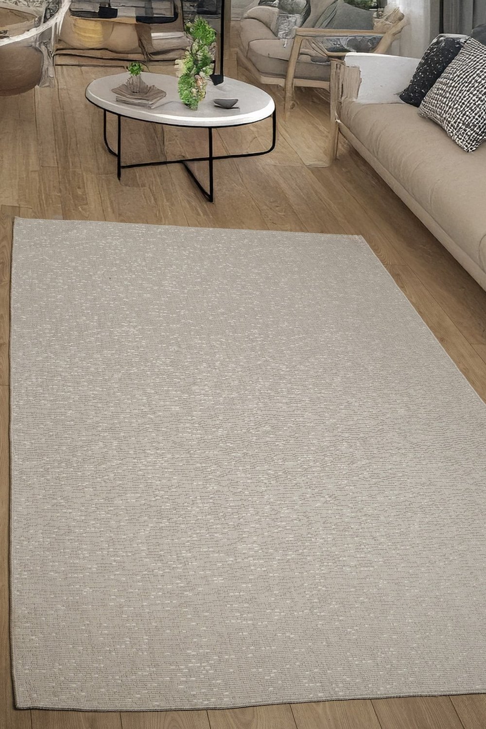 Gri Yolluk Sisal Kaymaz Pamuk Taban Modern Tozumaz Halı Yıkanabilir Kesme Yolluk
