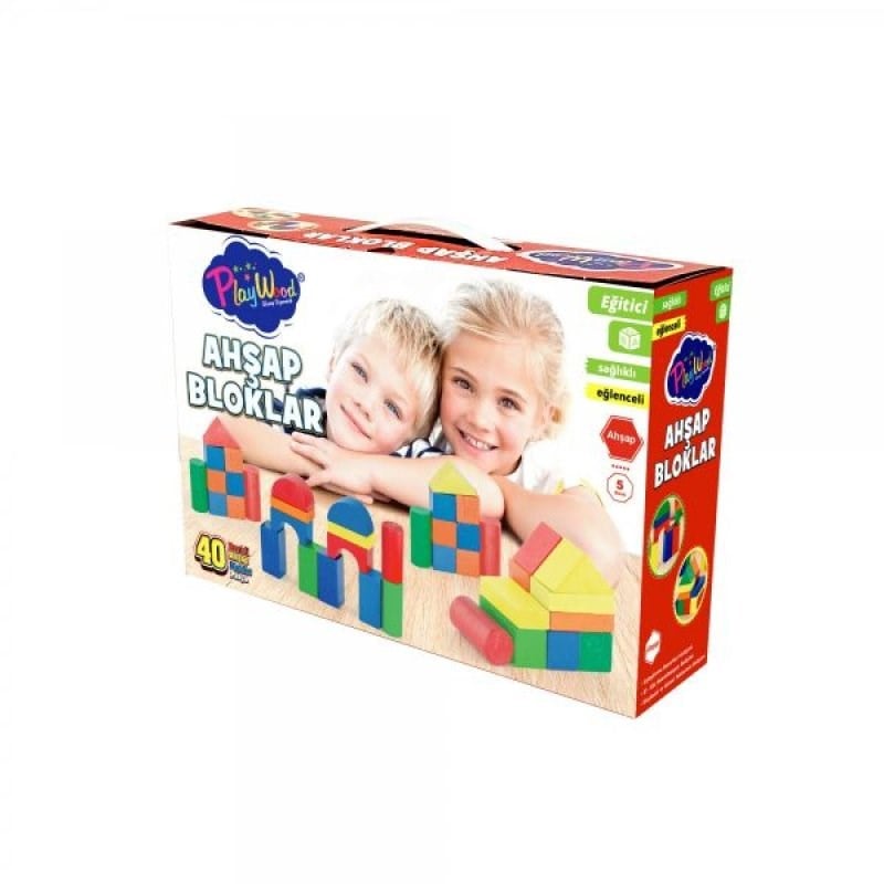 Playwood Renkli Ahşap Bloklar 40 Parça
