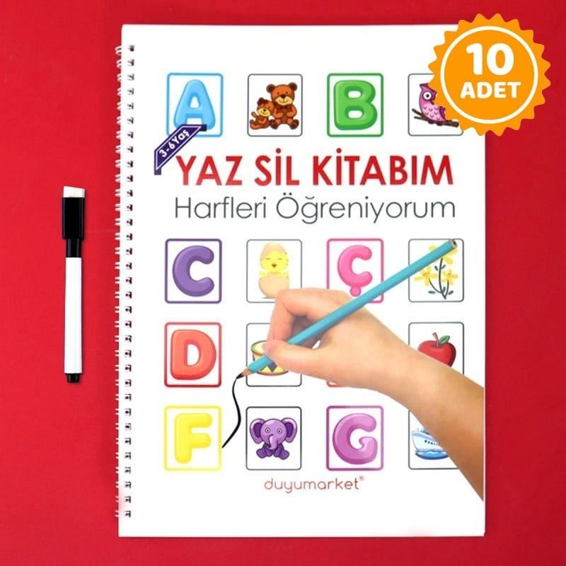 Yaz Sil Kitabım Harfleri Öğreniyorum - 10 Adet